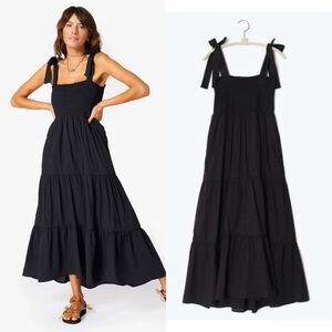 XIRENA LORRAINE smocked DRESS in black